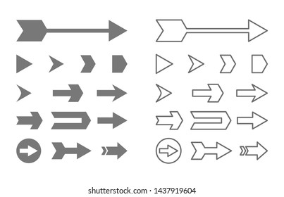 arrow design outline icon set