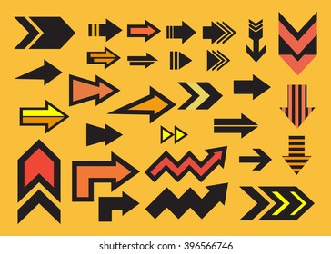 arrow design set icon with yellow background