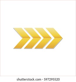 Arrow Design. Striped direction. vector illustration. Gold gloss.
