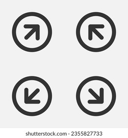 Arrow diagonal circle icon upleft downleft upright downright button