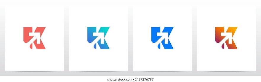 Flecha arriba diagonal en la letra inicial Logo Design K