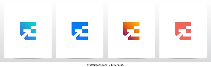 Flecha arriba diagonal en la letra inicial Logo Design E