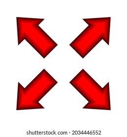 arrow for diagonal arrow sign of map, red arrow button for graphic game, arrow for direction, vector