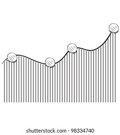 Arrow diagram chart.  Hand drawing sketch vector illustration
