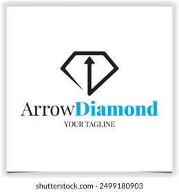 up arrow diamond logo design template modern line art style