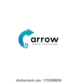 arrow digital technology logo design stylish modern concept the direction of the arrow directs growth and progress in the world of technology suitable for company or star up