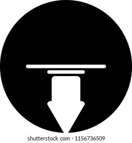 The arrow is directed from the center of the circle to the edge