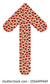 Arrow Direction composition of tomato vegetables. Vector tomato symbols are combined into arrow direction mosaic. Natural vector design concept.
