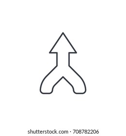 arrow, up direction, connecting thin line icon. Linear vector illustration. Pictogram isolated on white background