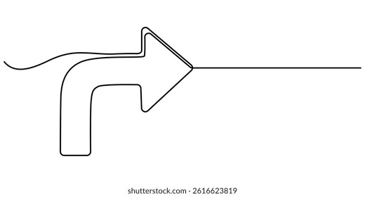 Arrow direction continuous one line drawing One line icon of cursor arrow, One line drawing, arrow graph showing rising trend continuous one line drawing Vector illustration.