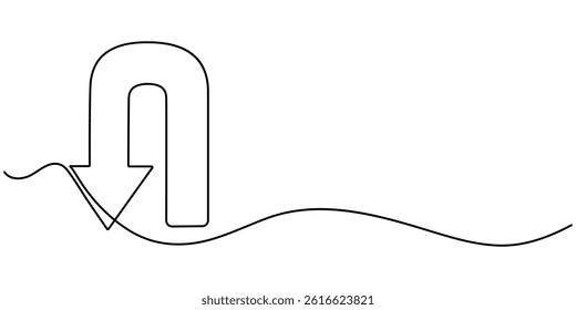 Arrow direction continuous one line drawing One line icon of cursor arrow, One line drawing, arrow graph showing rising trend continuous one line drawing Vector illustration.