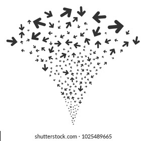 Arrow Direction explosion fountain. Vector illustration style is flat iconic symbols. Object fountain created from random design elements as arrow direction fireworks.
