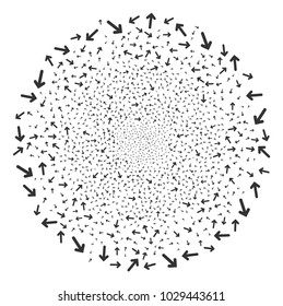Arrow Direction festive circle. Object pattern combined from scattered arrow direction symbols as exploding cluster. Vector illustration style is flat iconic symbols.