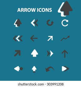 arrow, direction flat isolated icons, signs, illustrations set, vector for web, application