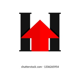 arrow direction "H" typography alphabet design