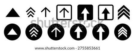 Up Arrow Direction Icon Set. Minimal Navigation and Upload Symbols.
