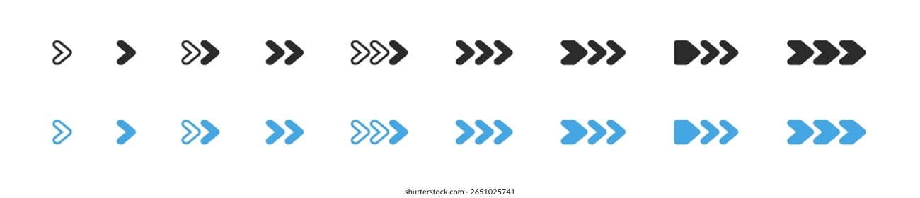 Arrow direction icon set. Arrow right icon in vector design. Graphic sign button arrow. Pictogram arrows