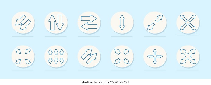 Conjunto de iconos de flecha y dirección. Varios símbolos de flecha para navegación, movimiento y flujo en temas de diseño e infografía