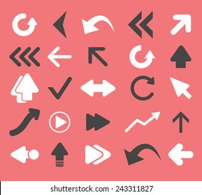 arrow, direction icons, signs, symbols, illustrations set on background, vector
