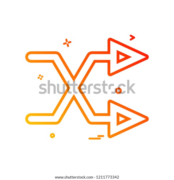 Arrow\
direction intersecting right two icon vector\
design