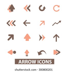 flecha, dirección iconos planos aislados, signos, ilustraciones establecidas, vector para web, aplicación