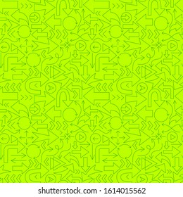 Arrow Direction Line Seamless Pattern. Vector Illustration of Outline Background.