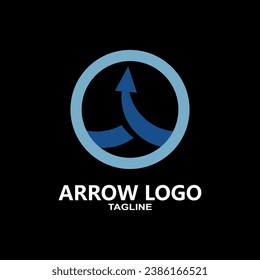 Logo de dirección de flecha. Icono de flecha. Se puede usar para logotipos de negocios, deportes y tecnología. Elementos de plantilla de diseño de logotipos de vectores planos.