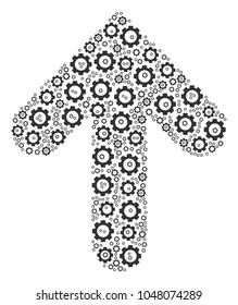 Arrow Direction mosaic of gear components. Vector gear elements are composed into arrow direction pattern.