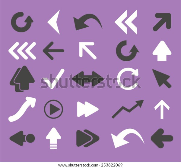 arrow, direction, navigation isolated flat icons,\
signs, symbols illustrations, images, silhouettes on background,\
vector