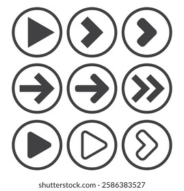 arrow direction next button web icon set