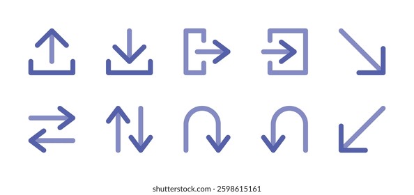 arrow direction pointer reload icons. flat color style icon set