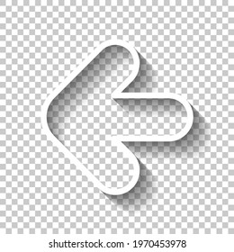 Arrow, direction or pointer, simple icon. White linear icon with editable stroke and shadow on transparent background