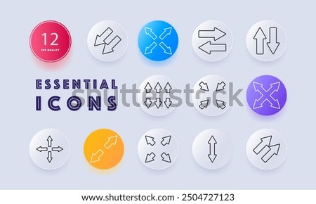 Arrow direction set icon. Arrows, expand, compress, horizontal, vertical, diagonal, navigation, movement, direction, pointer, interface, adjustment, alignment, resize, position, orientation