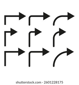 Arrow direction set. Navigation path symbols. Road sign collection. Vector illustration.