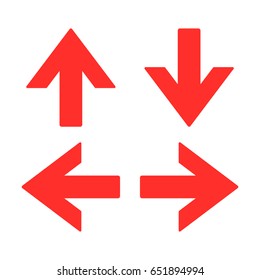 arrow direction sign isolated vector, red color