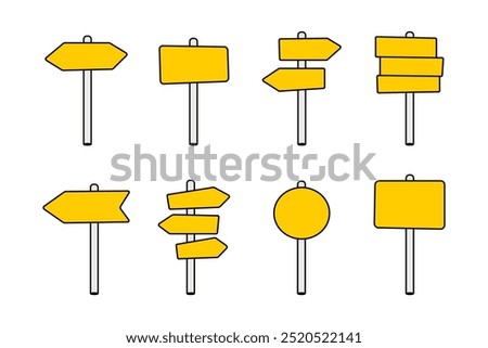 Arrow direction signboard vector. Direction road sign post with arrow. Signboard pointer, choice signpost.