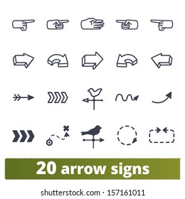 Arrow, direction signs: vector set for web, application, user interface