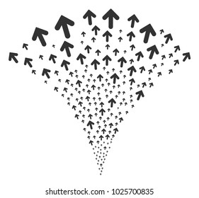 Arrow Direction stream fountain. Vector illustration style is flat iconic symbols. Object fountain made from random pictograms as arrow direction fireworks.