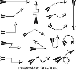 arrow direction symbol vector silhouette line pointing bullet infographic design element