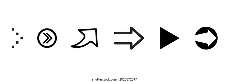
arrow direction symbols of six different shapes
