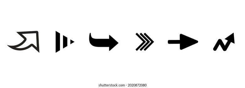 
arrow direction symbols of six different shapes