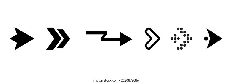 
arrow direction symbols of six different shapes