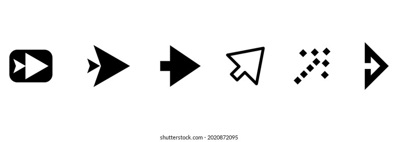 
arrow direction symbols of six different shapes