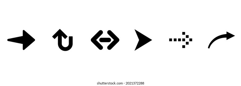 arrow direction symbols of six different shapes