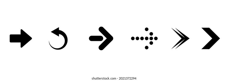 arrow direction symbols of six different shapes