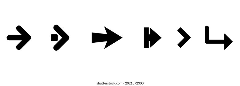 arrow direction symbols of six different shapes