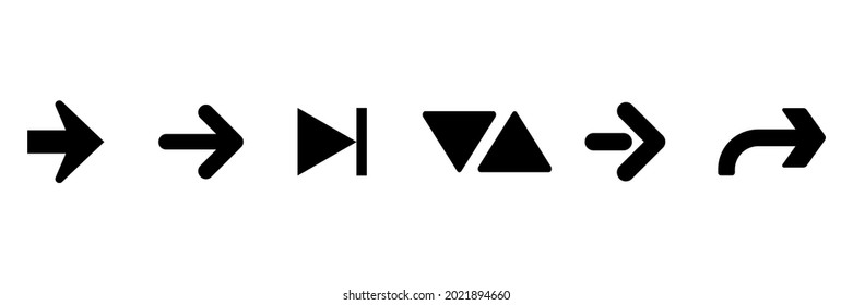 arrow direction symbols of six different shapes