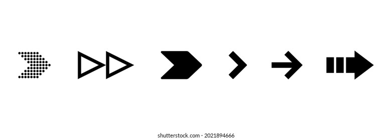 arrow direction symbols of six different shapes