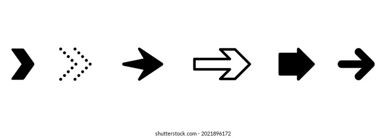 arrow direction symbols of six different shapes