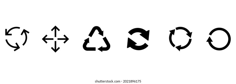 arrow direction symbols of six different shapes